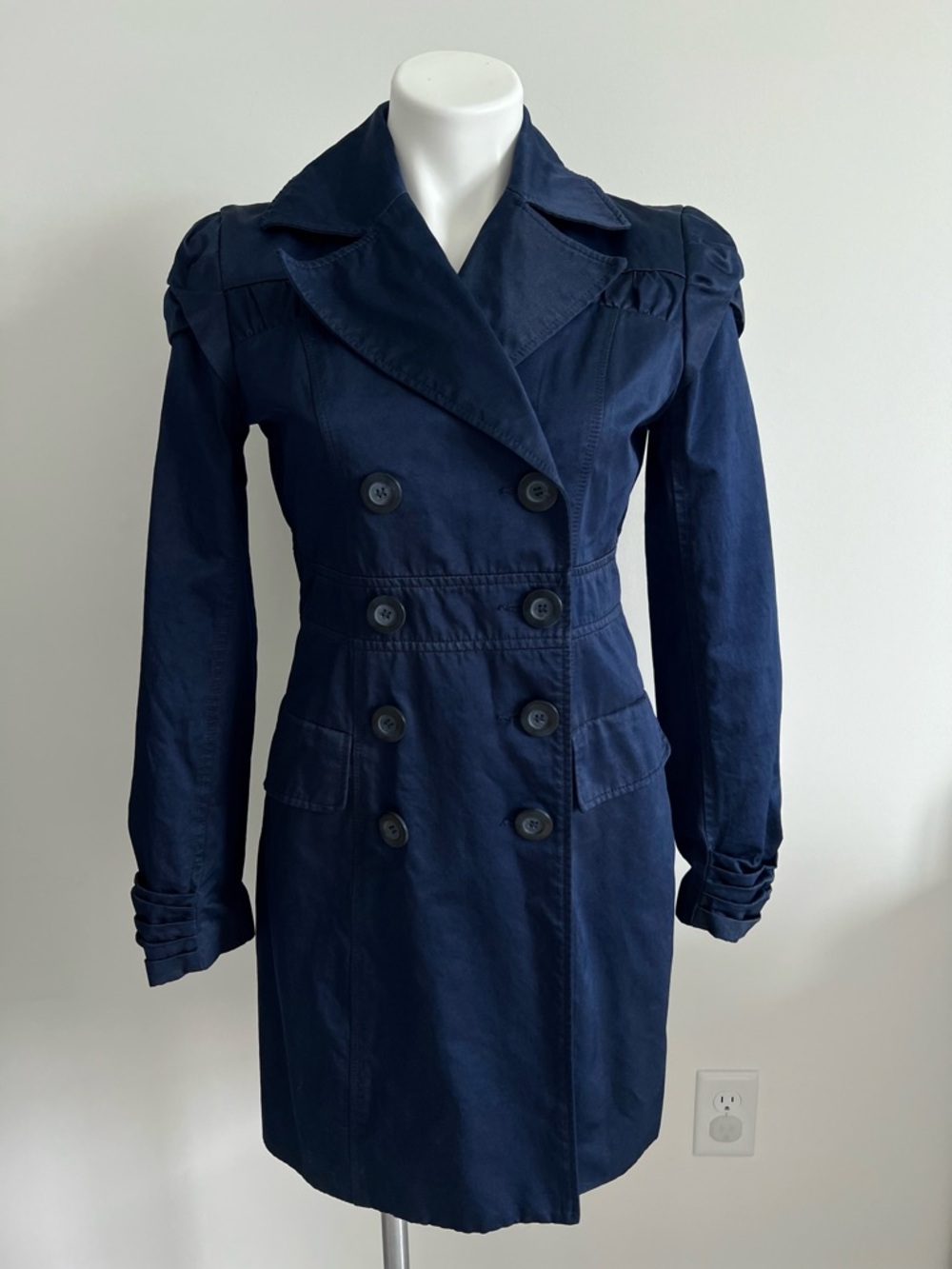 Kut from the Kloth Navy Blue Trench Coat M
